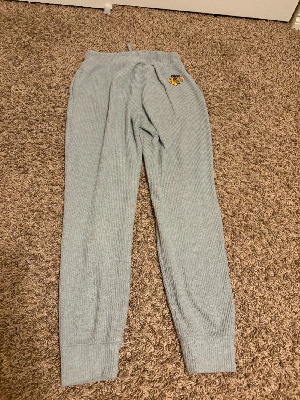 Chicago Blackhawks Lounge Pants Women's Small Gray Ribbed Wear by Erin Andrews